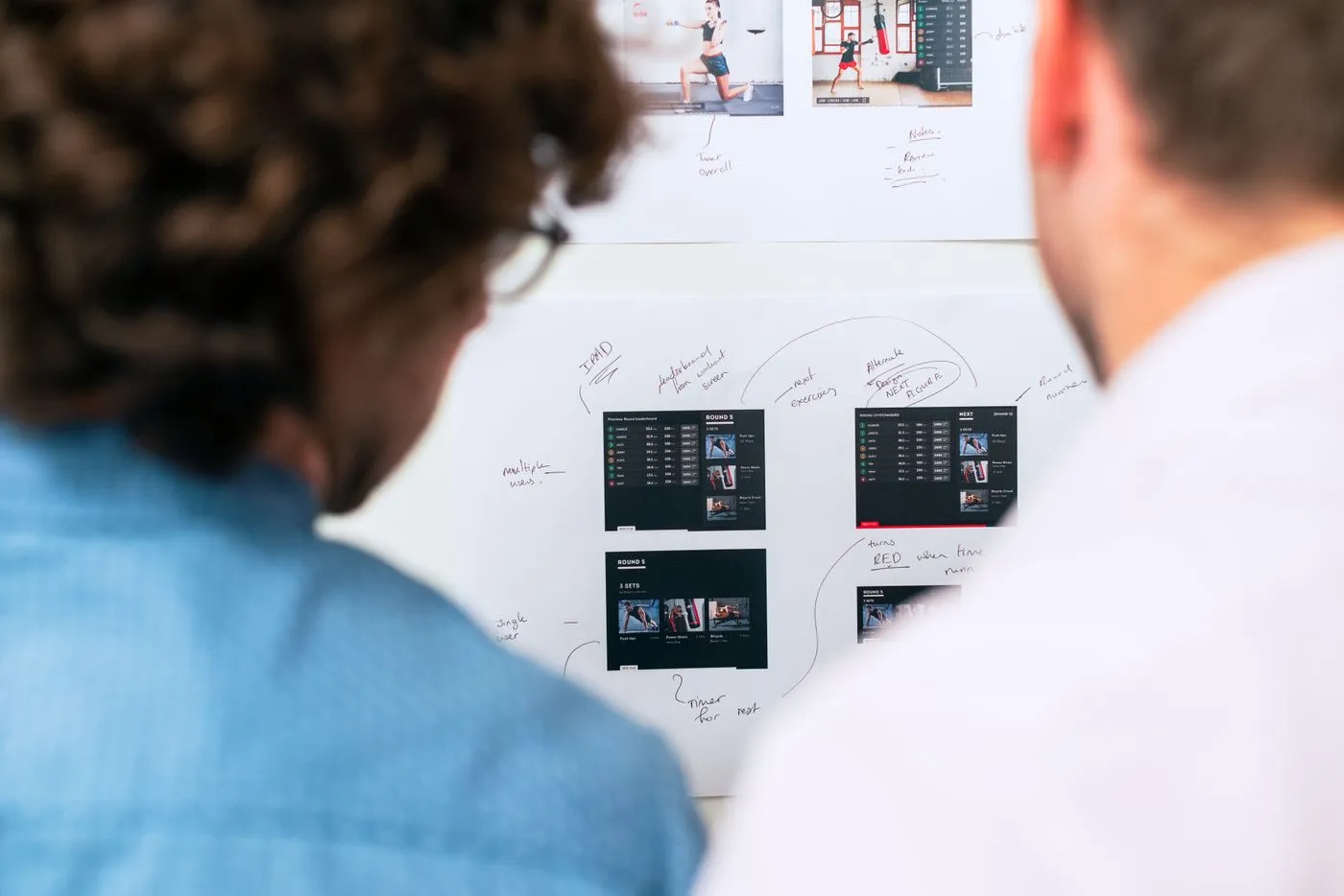 Team reviewing a product roadmap together